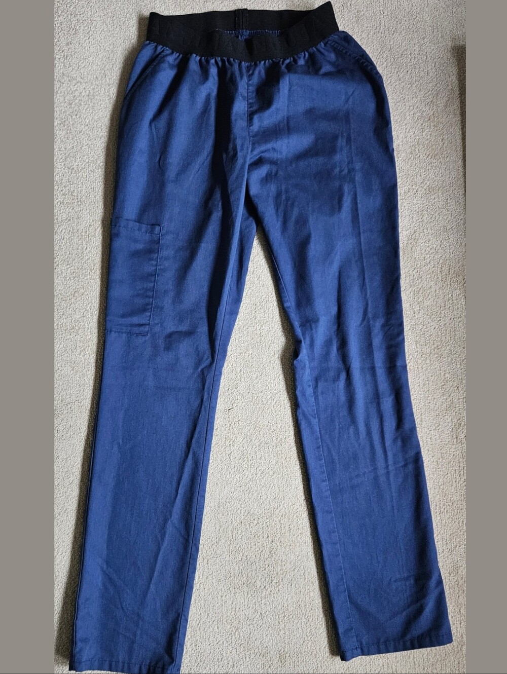 Jaanuu Navy Blue Logo Waistband 3 Pocket Scrub Pants-XS